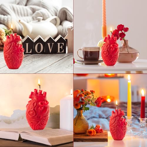 Zainpe Anatomical Heart Shaped Candle Gift Home Aesthetic Decor Pine Fragrance Natural Soy Wax Handmade Aromatherapy Candl...