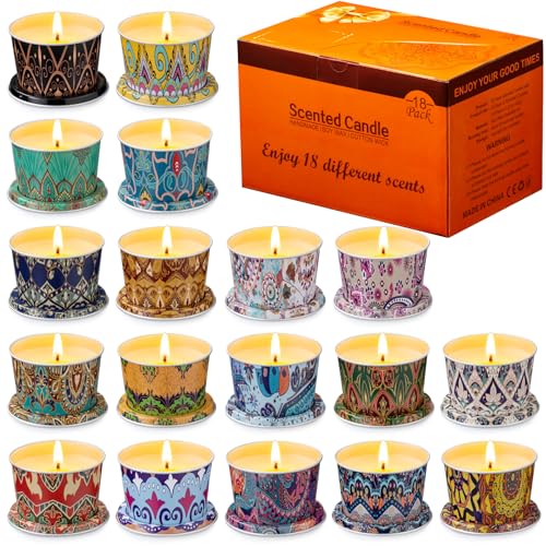 18-Pack Aromatherapy Candle Set - Travel-Size Scented Candles 2.5oz Each | 10+ Hour Relaxing Long-Lasting Burn | Fragrant ...
