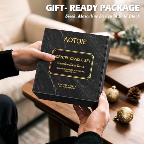 Mens Scented Candle Gift Set, 9 Pack Candles for Men, 36 oz Soy Candle, 200+ Hours Burn Time, Aromatherapy Gifts for Men, ...