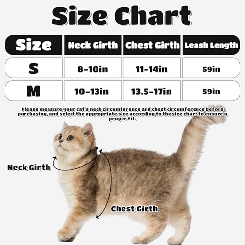 EXPAWLORER Cat Harness and Leash Set - Escape Proof Adjustable Cat Harness, H-shped Comfortable Soft Lightweight Kitten Ha...