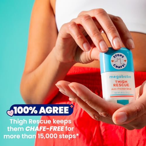 Megababe Thigh Rescue Anti-Chafe Stick Mini | Travel size, great for on-the-go | Prevents skin chafe & irritation | Thigh...