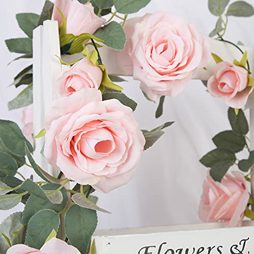 TELDRASSIL 4Pcs(26 FT) Artificial Rose Vine Fake Flower Garland Fake Silk Rose Hanging Vine for Wedding Party Background A...