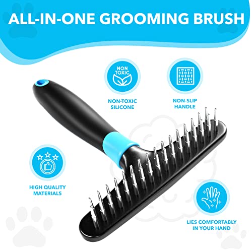 DOGI Deshedding Brush - Undercoat Rake for Dogs, Cats, Matted, Short, Long Hair Coats - Double Row Stainless Steel Pins - ...