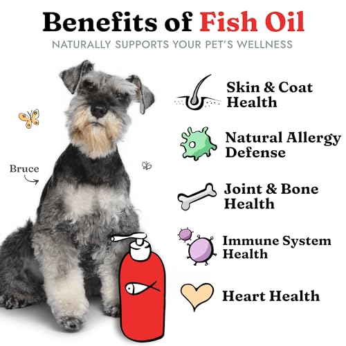 Fish Oil for Dogs - Healthy Skin & Coat, Salmon, Pollock, All Natural Supplement for Pets, Itching Scratching Allergy & In...