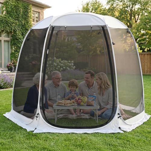LEEDOR Pop Up Screen House, 6-10-15 Person Outdoor Screen Tent，Camping Screen Room with Carry Bag, Screened Gazebo with Mo...