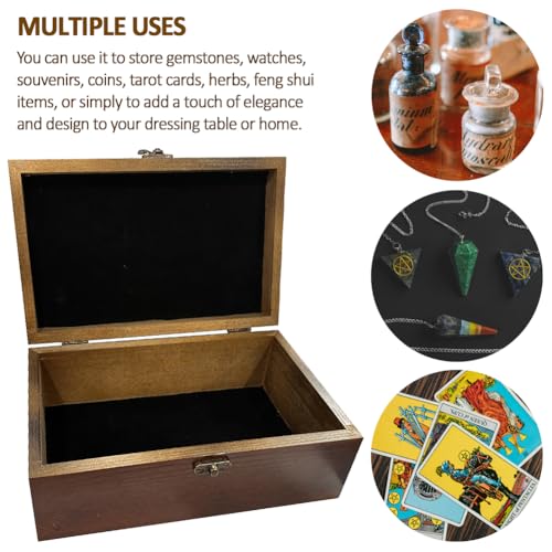 arricraft 1 Pc Wooden Memory Keepsake Box, Wildflower Cluster Butterflies Engraved Pattern Rectangle Pine Tarot Box for An...