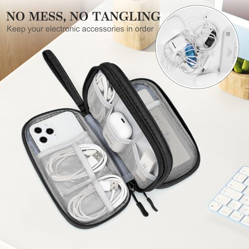 FYY Travel Cable Organizer Pouch Electronic Accessories Carry Case Portable Waterproof Double Layers All-in-One Storage Ba...