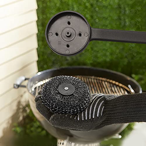 Heavy-Duty Stainless Steel Wool Barbecue Grill Cleaning Scrubber Pads, Replacement Steel Wool Brush Head, 2 Pack
