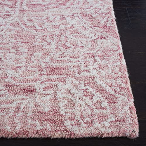 SAFAVIEH Metro Collection Area Rug - 4' Round, Pink & Ivory, Handmade Wool, Ideal for Living Room, Bedroom, Dining Space (...