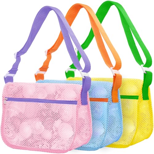 UMUACCAN Beach Shell Bags - 3Pcs Seashell Collecting Bags for Holding Beach Shell with Adjustable Shoulder Straps, Sand To...