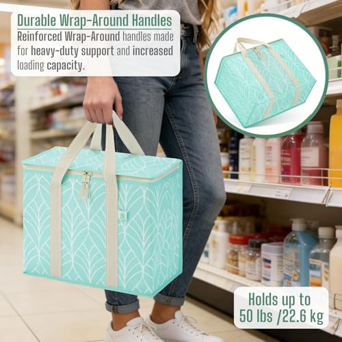VENO 2 Pack Cooler Bag, Insulated Grocery Bags for Food Delivery, Collapsible Cooler, Reusable Shopping Bags for Grocerie...