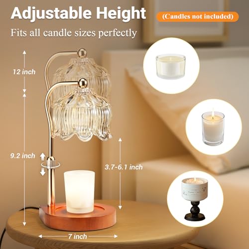 YDDQR Candle Warmer Lamp with Timer Dimmer Adjustable Height, Gift for Women Mom, House Warming New Home Cozy Decor, Wax M...