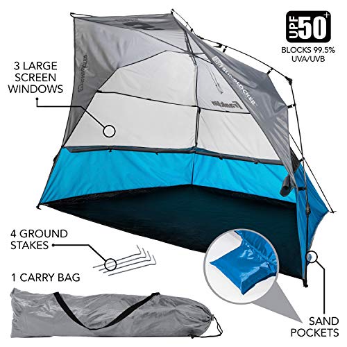 Franklin Sports Sideline Sunblocker Shelter - Easy Set Up - Portable and UPF 50+ Protected Design - Great for Beach and Sp...