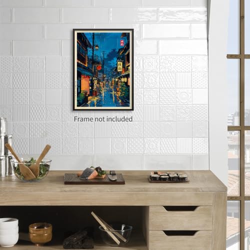Podafu Japanese Tokyo Tea House Wall Art Poster - 12x16in Unframed Canvas Print for Bedroom Decor