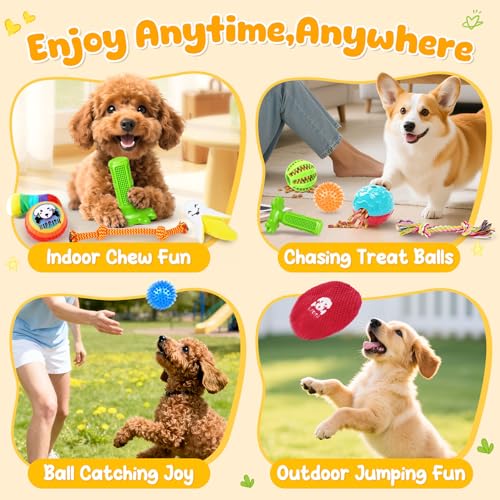 KIPRITII 25 Pack Various Dog Toys Set – Ideal for Teething, Entertainment & Interactive Play, Includes Puppy Toys, Rope To...