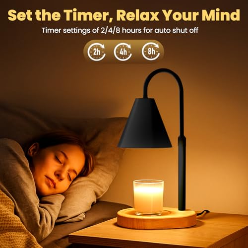 Candle Warmer Lamp with Timer & Dimmable Light – Adjustable Height Candle Melter for Jar Candles – Cozy Home Décor, Christ...