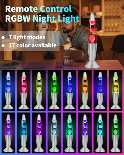 17 Colors Changing Liquid Motion Lamp with Remote: 13.5" LED Night Light for Kids Adults - Relaxing Table lamp for Bedroom...