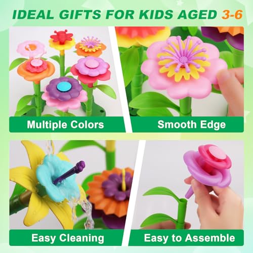 BIRANCO. Flower Garden Building Toys - Build a Bouquet Floral Arrangement Playset for Toddlers and Kids Gifts Age 3, 4, 5,...