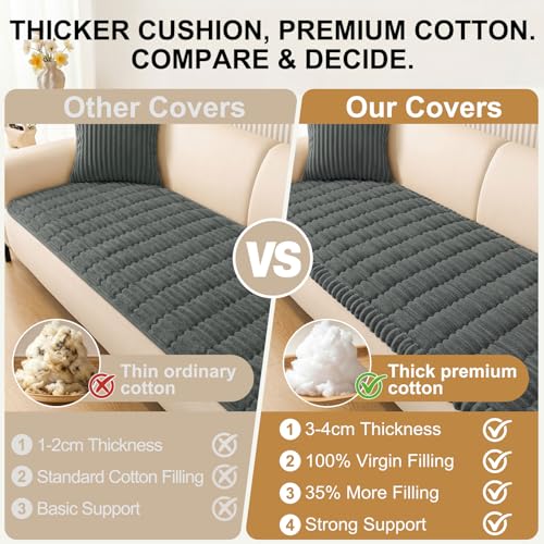 Smiry Couch Cover for Dogs Washable, Non Slip Fuzzy Pet Couch Covers for 3 Cushion Sofa Pet Friendly, Thick Soft Sofa Slip...