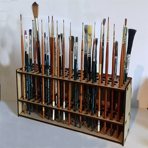 Lovskoo Brush Holder Paintbrush Holder 67 Holes Paint Brush Holders and Organizers Wall Mount Or Freestanding Desk Organiz...