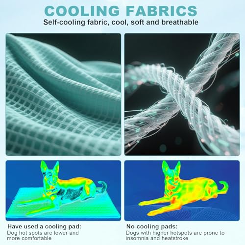 GOLOPET Newly Upgraded Dog Cooling Mat 34x23 in,Ice Breathable Fabric, Solid Silicone Honeycomb Heat Dissipation Structur...