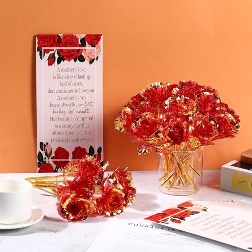 Thiccywoov 50 Sets Mother's Day Flower Gifts Mother's Day Christian Gifts for Women Faith Galaxy Rose Crystal Flower and C...
