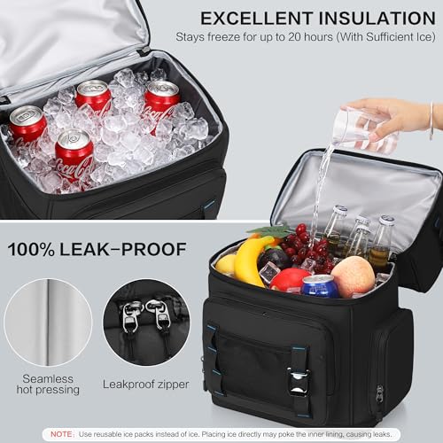 YOUNGOA Large Waterproof Insulated Cooler Backpack for Men & Women, Double Decker Leak Proof Cooler Backpack for Beach, Ca...