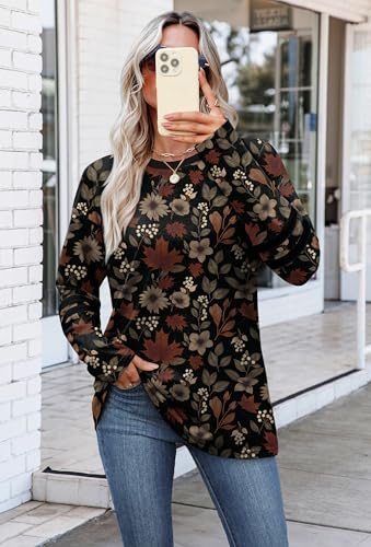 Sampeel Long Sleeve Shirts for Women Color Block Casual Tops Fall Outfits 2026 Basic Tees Trendy Spring Clothes