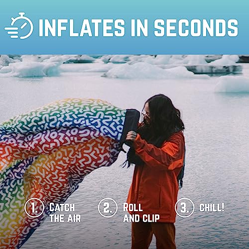 Chillbo Inflatable Couch – Unique Designs - No-Pump Setup, Ripstop Polyester, Stability Pegs, Fun Prints - Portable Air In...