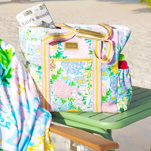 Lilly Pulitzer Beach and Picnic Cooler, Insulated Bag with Adjustable Shoulder Strap and Zipper, Large Soft Cooler