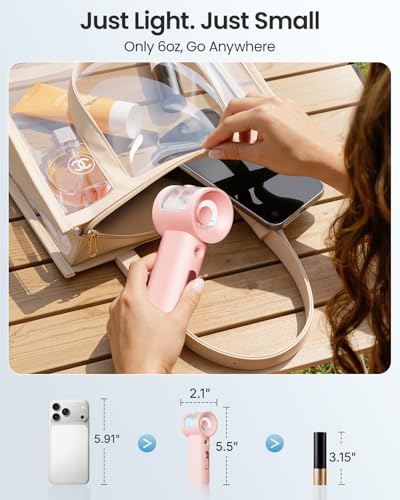 SWEETFULL Handheld Misting Fan Portable - 5000mAh Rechargeable Battery, Powerful Turbo Personal Mister Fans, 5 Speed, Mini...