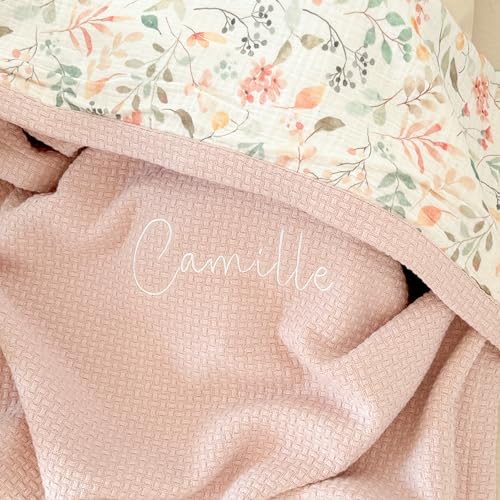 Mouliss Personalized Baby Blanket with Name – Handmade 100% Organic Cotton Newborn Gift | Custom Knit Blanket for Boys, Gi...