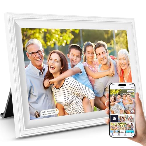 Smart White Digital Picture Frame WiFi Send Photos from Your Phone 16GB Storage 10.1inch 1280x800 IPS Touch Screen Digital...