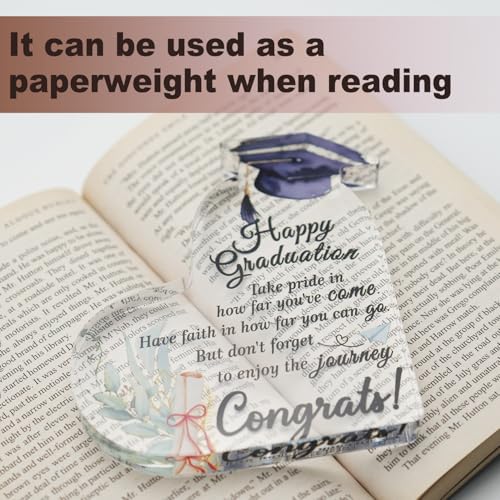 Happy Graduation Heart Acrylic Decor with Card Set Gifts for Women, Best 2026 Graduation Gifts for Her Him Women High Scho...