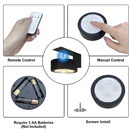 3-Pack Battery Operated Picture Light Magnetic Painting Light with 3 Lighting Modes,Remote and Dimmable Timer Art Display ...
