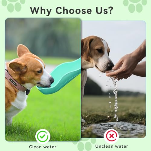 UPSKY Portable Dog Water Bottle, 3-in-1 Foldable Dog Water Dispenser with Food Container & Poop Scooper, Leak Proof, Ideal...