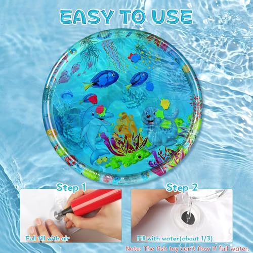 Aqua Cats Water Mat with Fish,Cat Dog Water Mat,Thickened Durable Non-Slip Playmat, Durable Easy Clean,Suitable for All Ty...