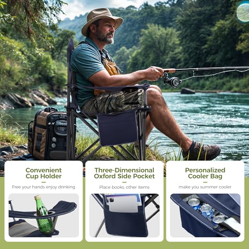 ALPHA CAMP Heavy Duty Camping Chair 500LBS Capacity, Oversized Folding Chair for Heavy People, Padded Portable Outdoor Cha...