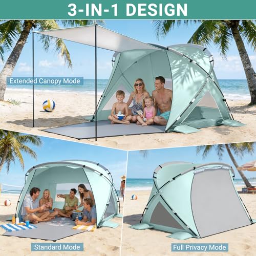 Elegear Beach Tent Sun Shelter with Canopy, CumbreX™ 4-6 Person Pop Up beach tent, Easy Setup UPF 50+ UV Protection Portab...