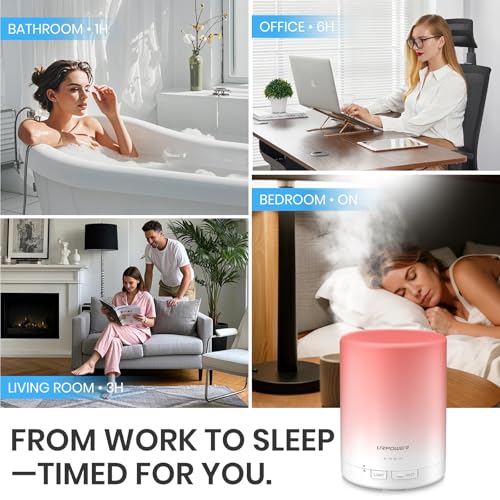 URPOWER 300ml Essential Oil Diffuser: Ultrasonic Aromatherapy Diffuser Quiet Auto Shut-Off, 4 Timer Settings(1H 3H 6H ON)...