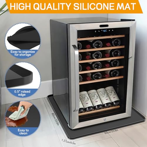 Mini Fridge Silicone Mat,24''x24''x0.5''-Fridge Drip Tray Concave and convex design is leak-Proof and Non-Slip Perfectly C...