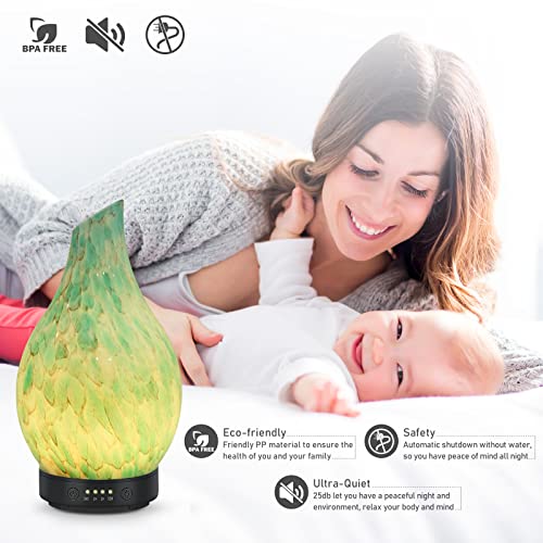 Essential Oil Diffuser 120ml Ultrasonic Aromatherapy Diffuser with Handmade Glass BPA Free, Auto Shut-Off 4 Timer Setting ...