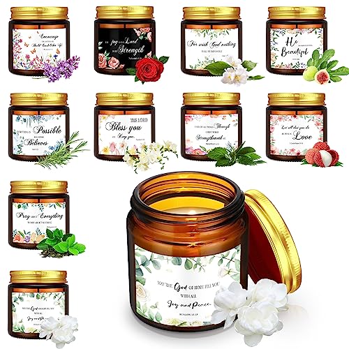 MTLEE 10 Jars Christian Religious Scented Candles 3.5oz Stress Relief Aromatherapy Gifts Natural Soy Decorative Long Lasti...