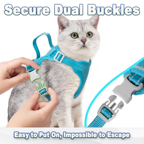 Cat Harness and Leash Set Escape Proof for Kitten Walking, Soft Adjustable Top Handle Vest Harnesses for Cats, Easy Contro...