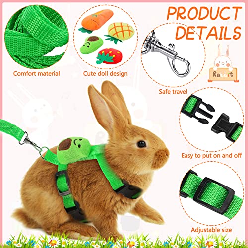 Tondiamo 4 Sets Adjustable Bunny Rabbit Harness and Leash Set Small Pet Cute Vest Harness Leash with Decoration for Bunny ...