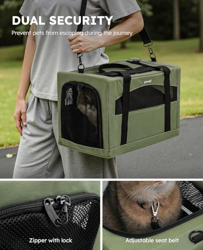 Pecute Cat Carrier Stable, Pet Carrier with Hidden Anxiety Relief Partition & Stable Steel Frame, Safe Cat Carrier for Car...