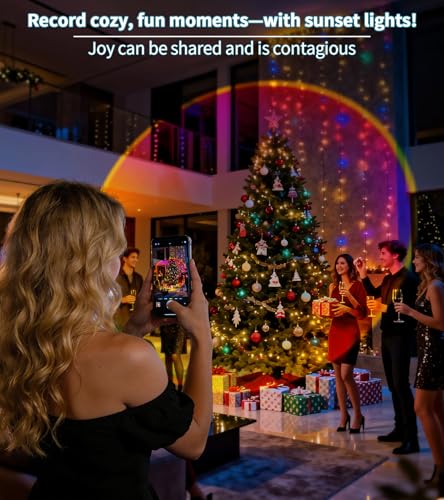 AIHYING Sunset Lamp Projector,Multicolor Changing Night Light 360 Degree Rotation Rainbow Led Sun Lamp for Photography Bac...