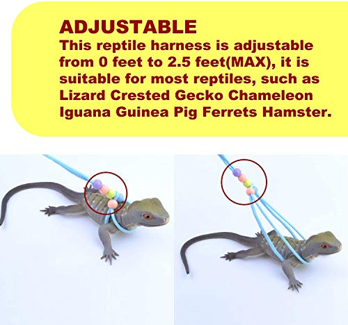 Adjustable Reptile Training Lead Harness Leash Nylon Rope for Lizard Crested Gecko Chameleon Guinea Pig Ferrets Hamster Ra...