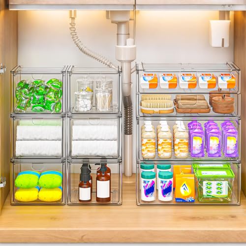 caktraie Acrylic Storage Drawers Set of 6, Clear Makeup Organizer, Plastic Organizer Bins for Beauty Supplies,Ideal for Va...