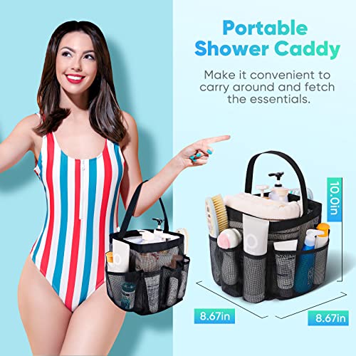 EUDELE Mesh Shower Caddy Portable for College Dorm Room Essentials, Shower Caddy Dorm with 8-Pocket Large Capacity for Bea...